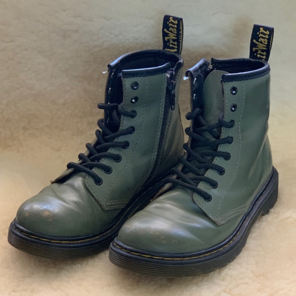 Olive Green Youth Doc Martens Booth - Picture 7 of 7